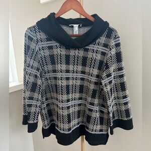 Joseph Ribkoff Plaid Cowl Neck Top Sweater
